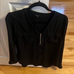 Express Women's Black Zip-Front Blouse